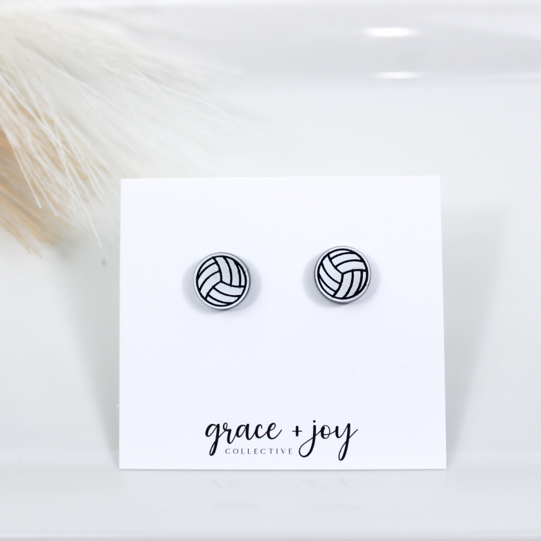 Grace + Joy Collective - Wholesale Stud/Post Earrings - Volleyball Stud Earring, Acrylic Earrings 0