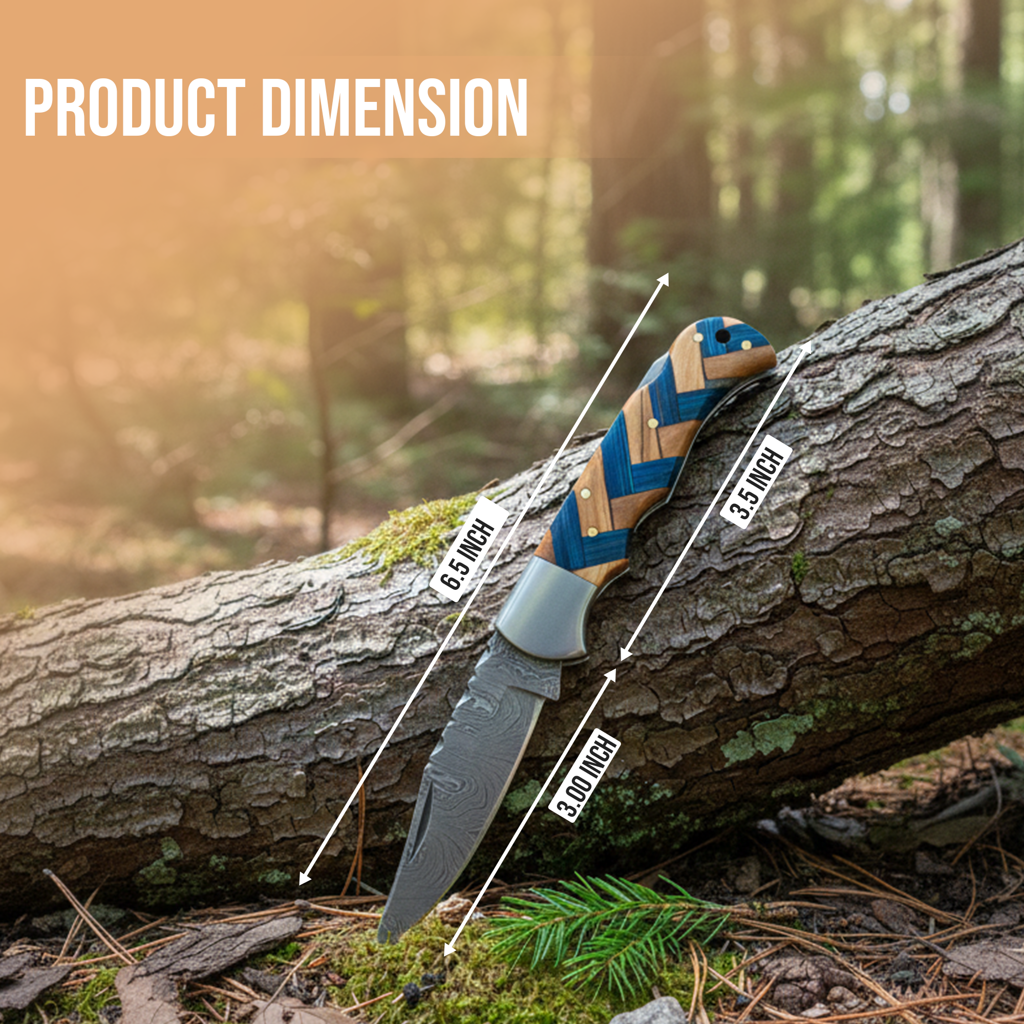 FH KNIVES – Navalha e suporte por atacado – Canivete dobrável damasco com cabo artístico de 6,5', Canivete de Bolso2