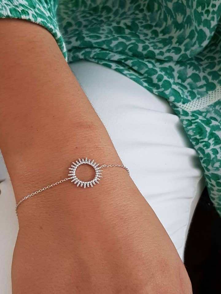 Rodium-klädd 925/1000 silver armband med ”sol” motiv för wholesale av SIUKA
