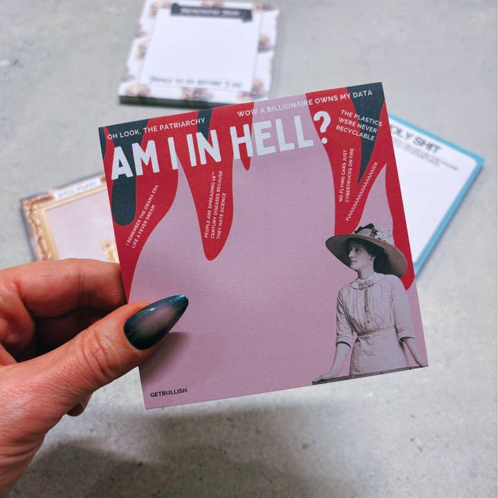 GetBullish – Großhandel Haftnotizen – Bin ich in der Hölle Jumbo Haftnotizen | Feministischer 4" Retro-Notizblock7