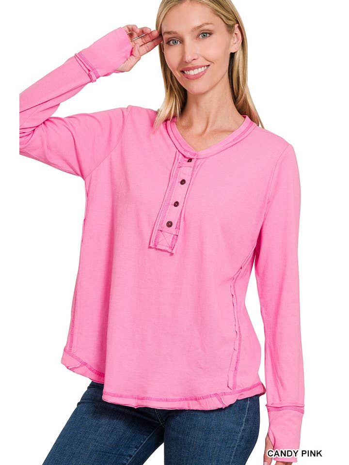 42POPS - Wholesale T-Shirt - Women's - ..'SI-24797 THUMB HOLE CUFFS BUTTON CLOSURE LONG SLEEVE TOP3