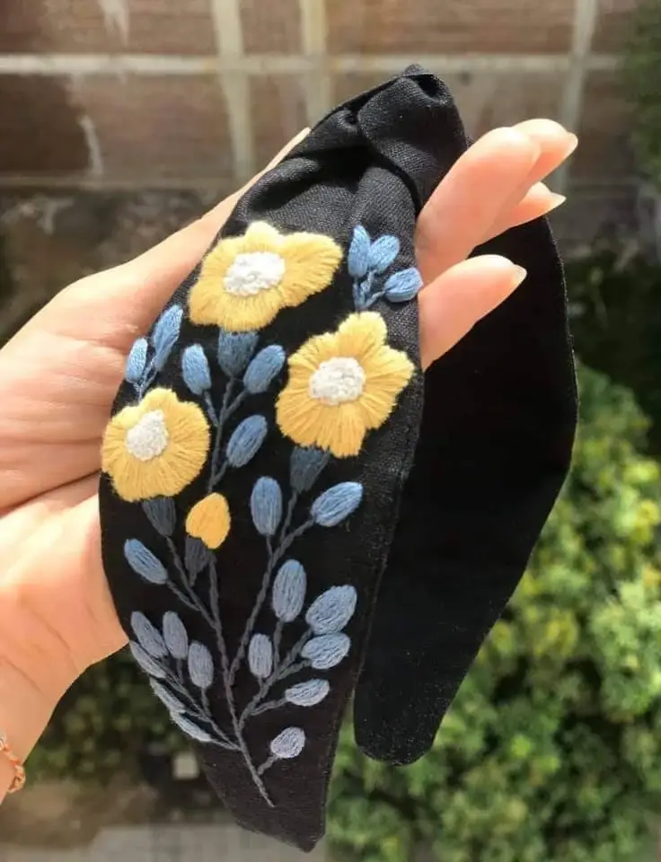 Quince Fables - Wholesale Fashion Headband - Women's - Floral Embroidered Linen Knot Turban, Collection Sofia ✅8