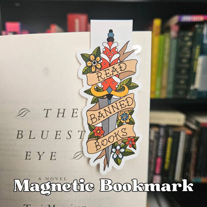 Read Banned Books Dagger Magnetic Bookmark for wholesale by Nerd Lady Designs