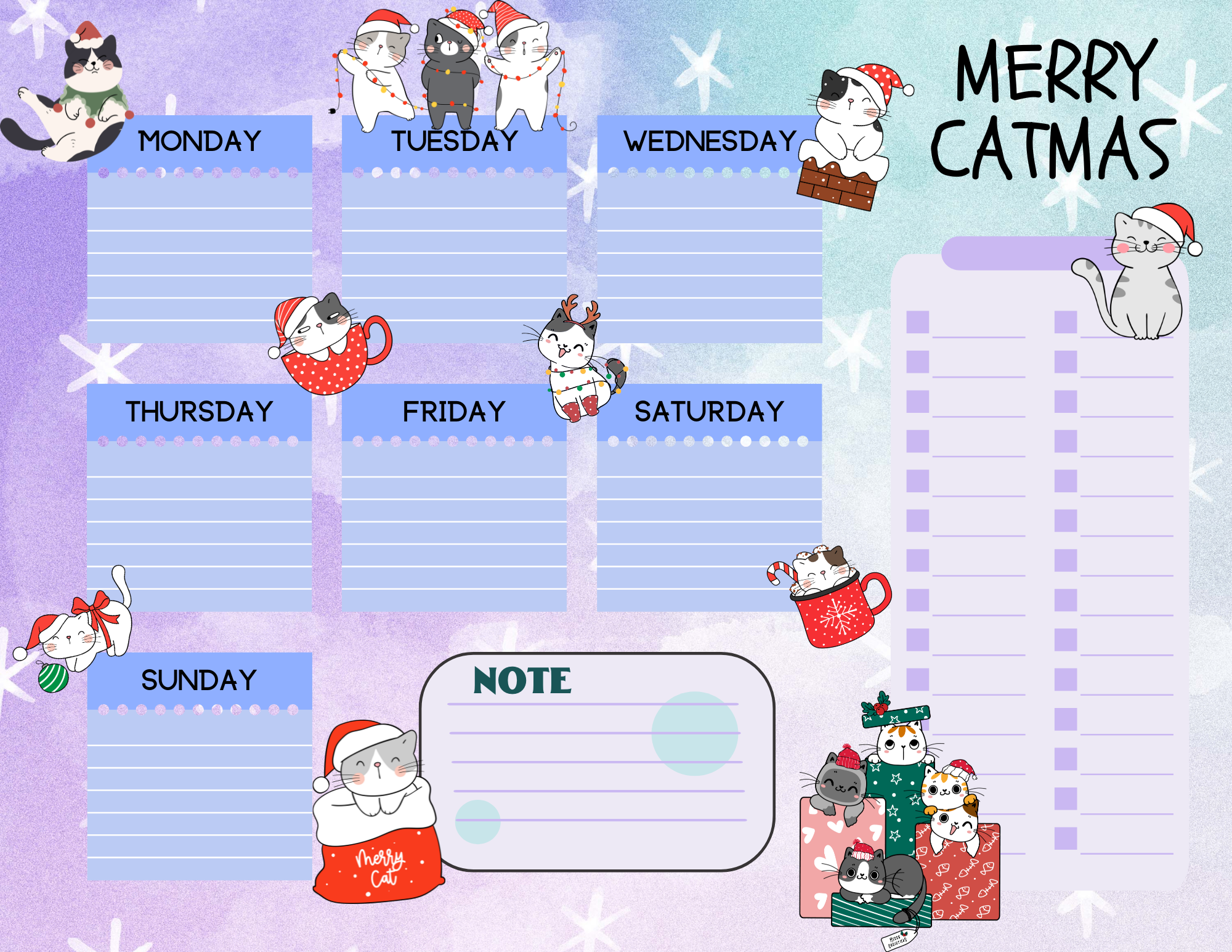 Autumnmist Boutique - Wholesale Planner - Merry Catmas Large Planner Notepad 8.5" x 11"3