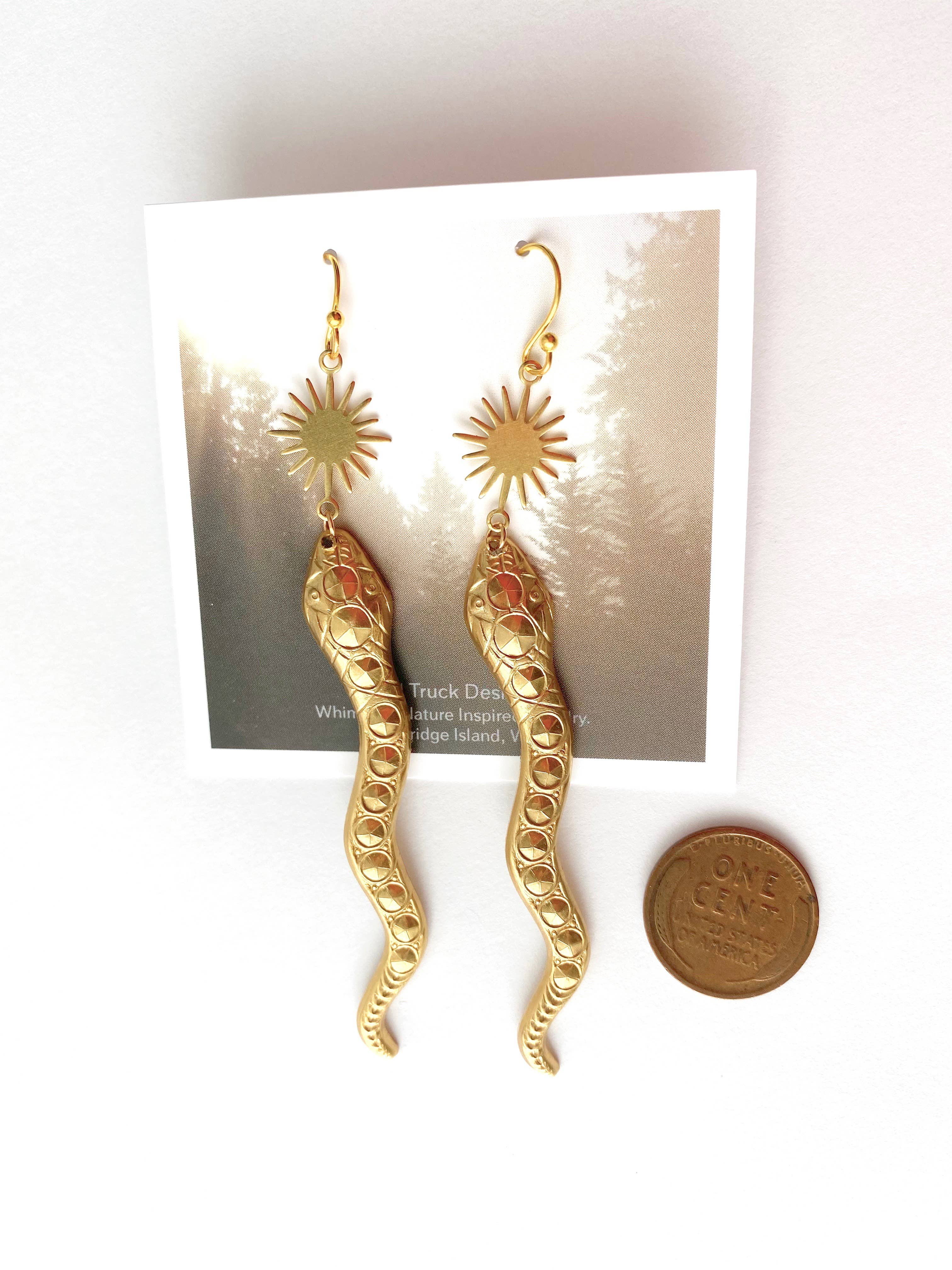 Red Truck Designs - Wholesale Dangle Earrings - Snake Desert Sun Earrings Gold Rattlesnake Southwest2