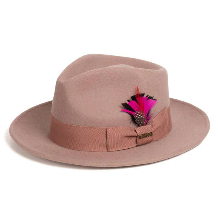 Ferrecci - Vente Chapeau en feutre – homme - Ferrecci - Chapeau Fedora Unisexe Écrasable avec Bande à Plumes36