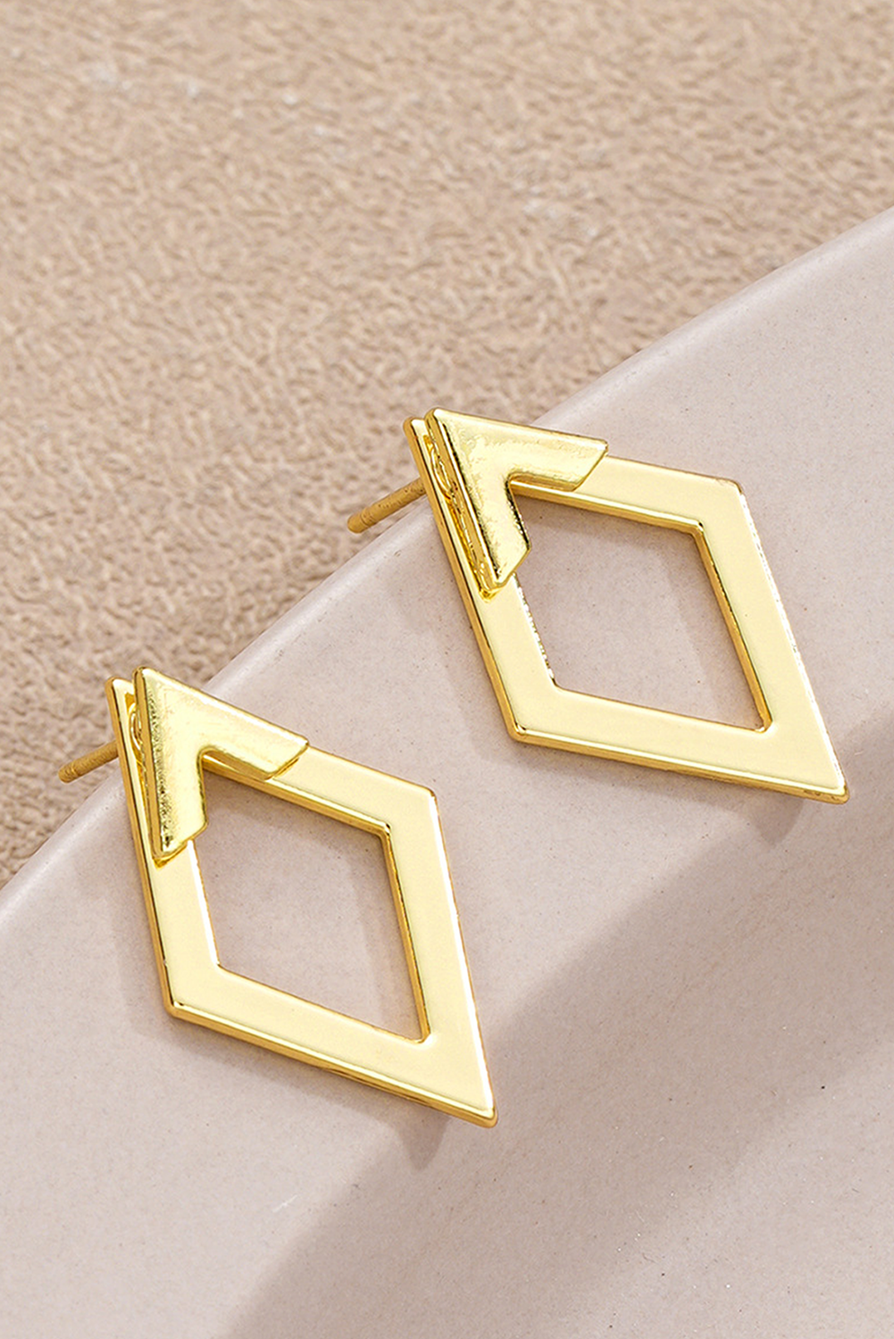 Gold Rhombus Shape Plated Alloy Stud Earrings for wholesale on Faire3