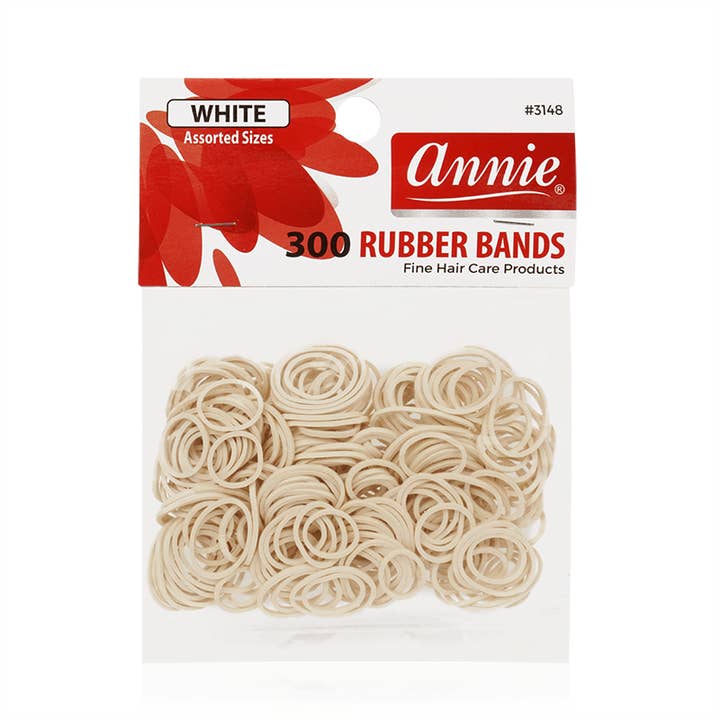 Annie International, Inc. - Wholesale Hair Tie - Annie Rubber Bands Asst Size 300Ct White