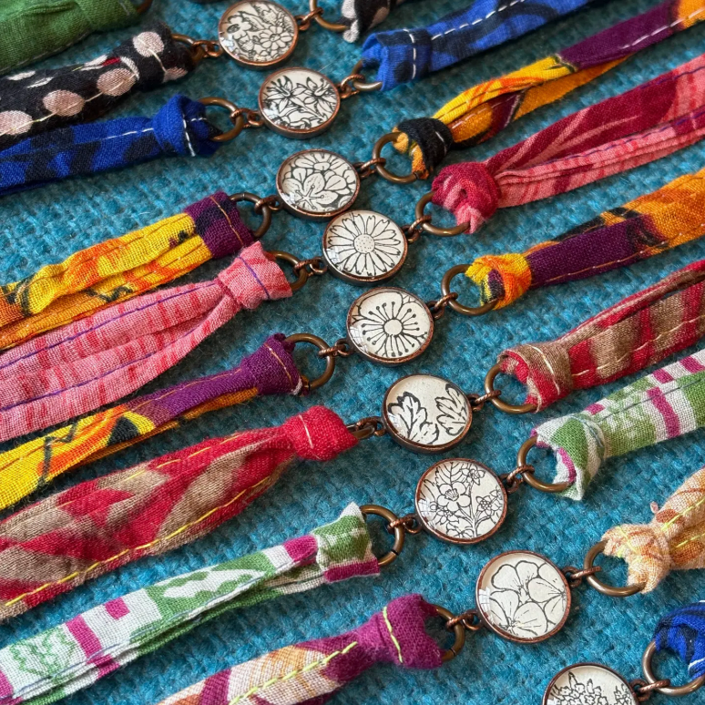 joeyfivecents - Wholesale Woven/Braided Bracelet - Sari Wrap Bracelet- repurposed cotton, adjustable, vegan8