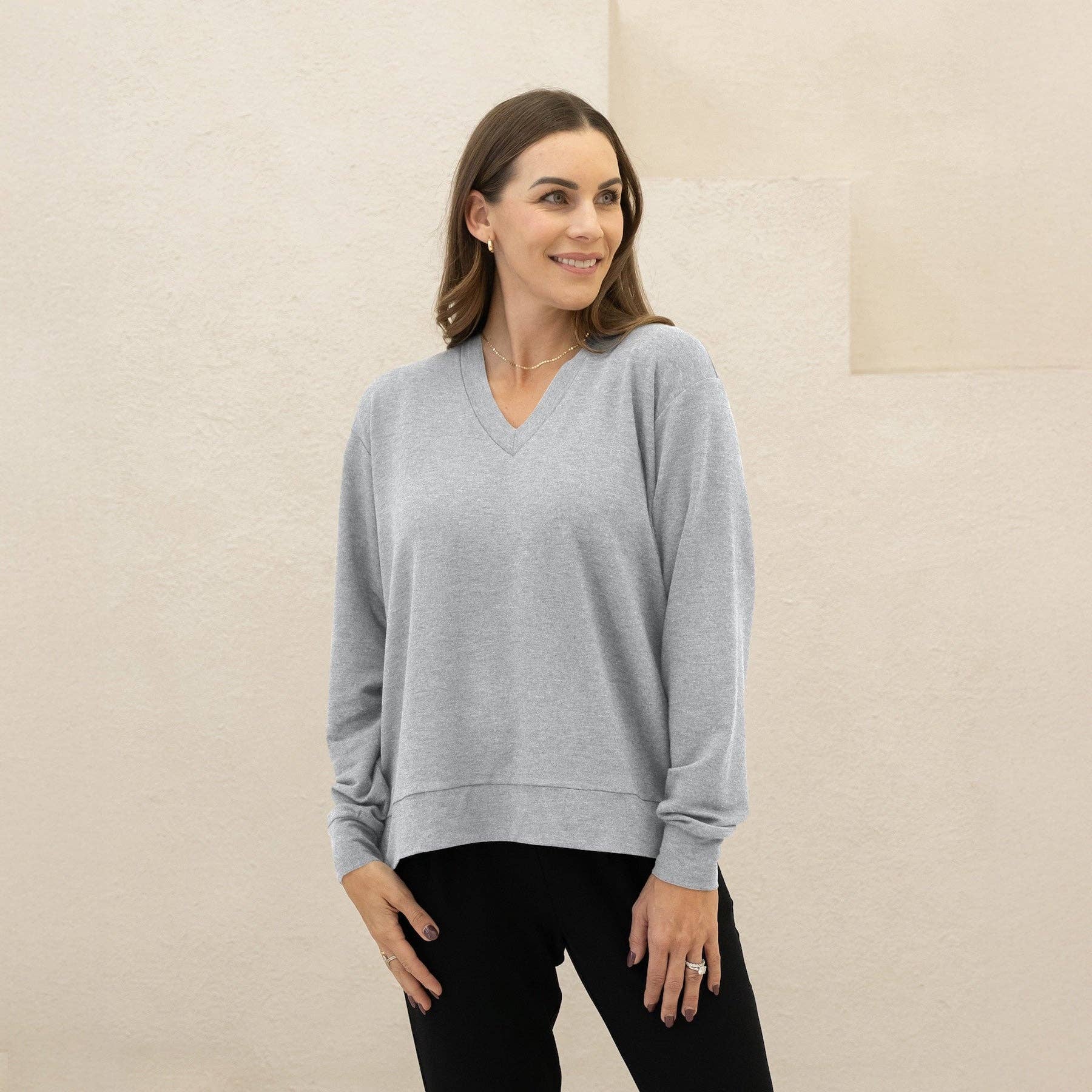 Encircled - Wholesale Sweatshirt - Women's - The Bamboo Merino Dressy V-Neck Sweatshirt24