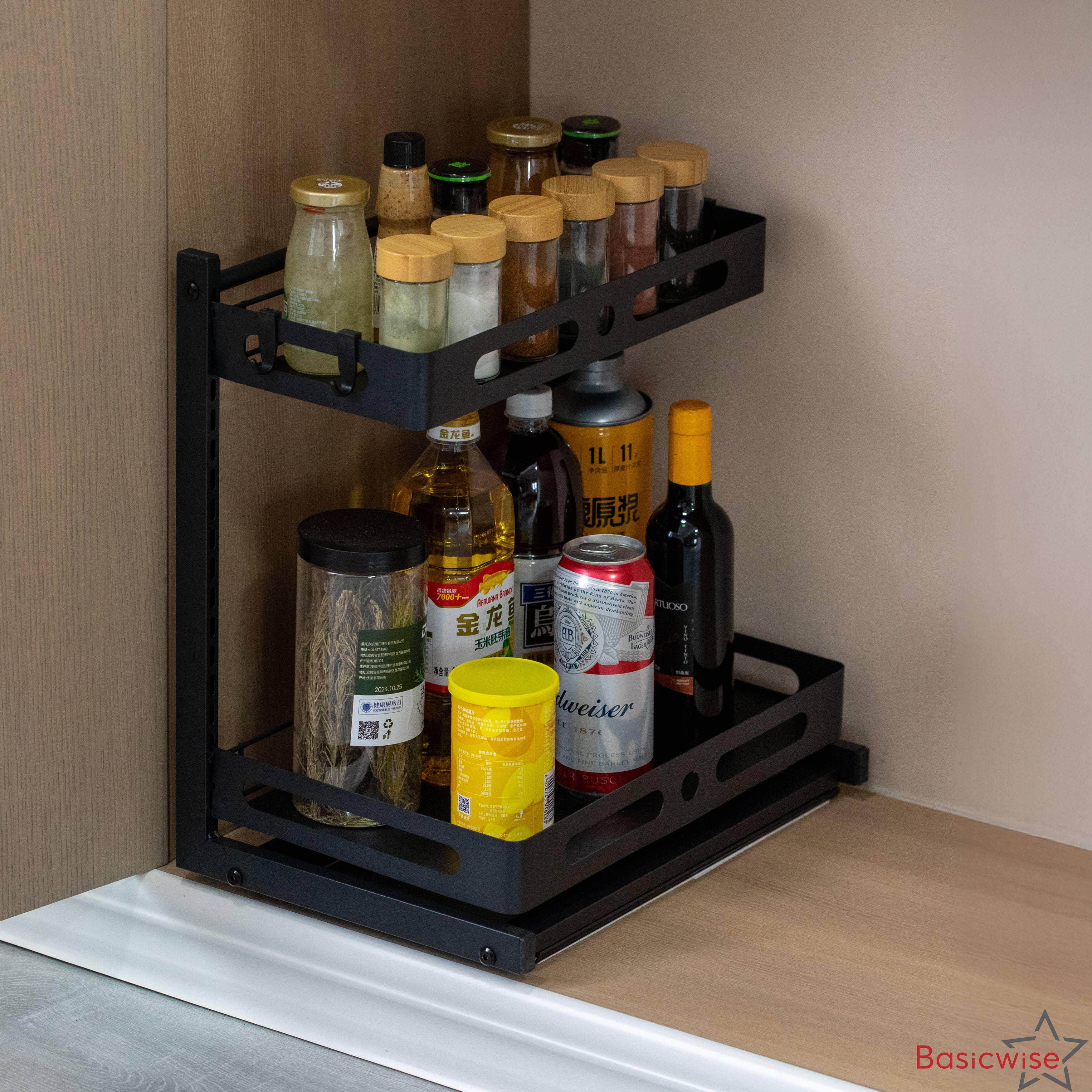 Quickway Imports - Wholesale Kitchen storage/organiser - Basicwise Adjustable Height Under Sink Pull-Out Organizer2
