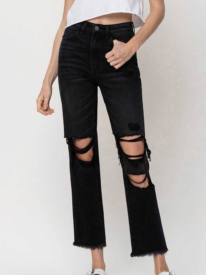 GERADE JEANS IM USED-LOOK MIT SEHR HOHEM BUND F4251 für den Großhandel von FLYING MONKEY