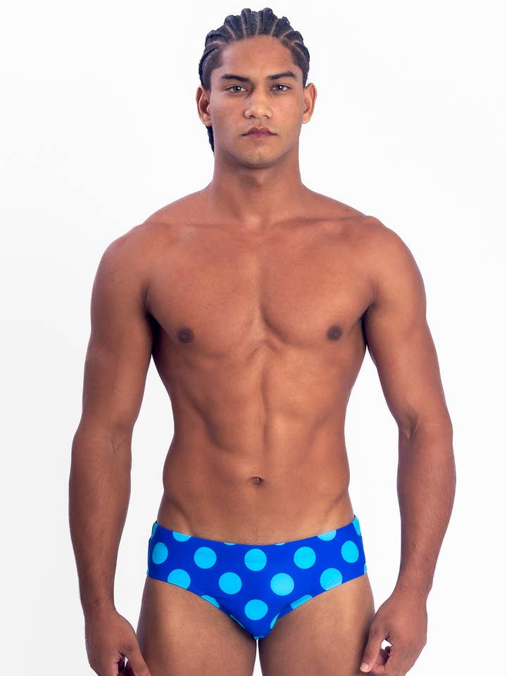 Polka Swim Brief - Blue for wholesale by Project Claude