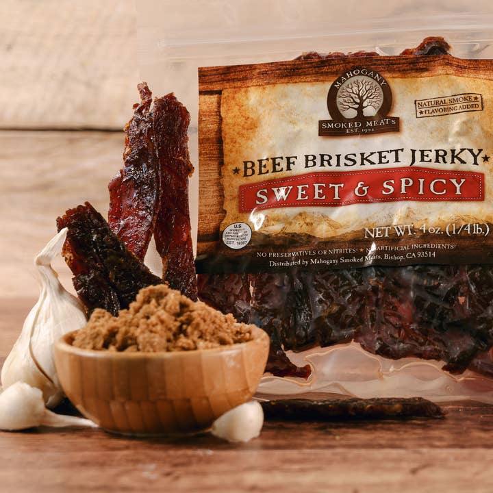 Mahogany Smoked Meats - Wholesale Jerky - Sweet N' Spicy Brisket Jerky - All-Natural, 4oz