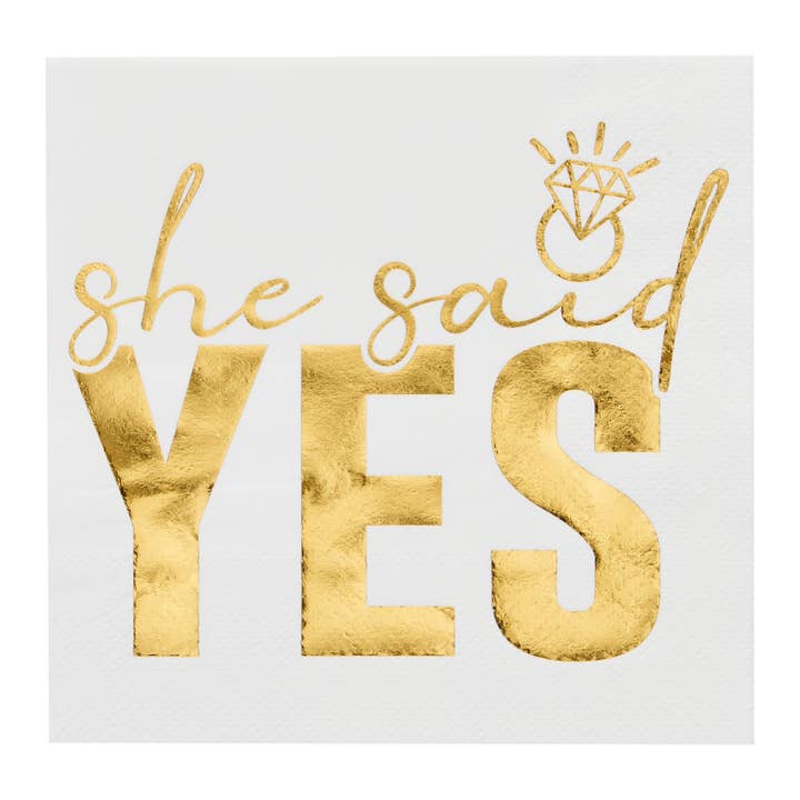 Servilletas de cóctel "Ella dijo que sí" /26 unidades para venta al por mayor de Sophistiplate