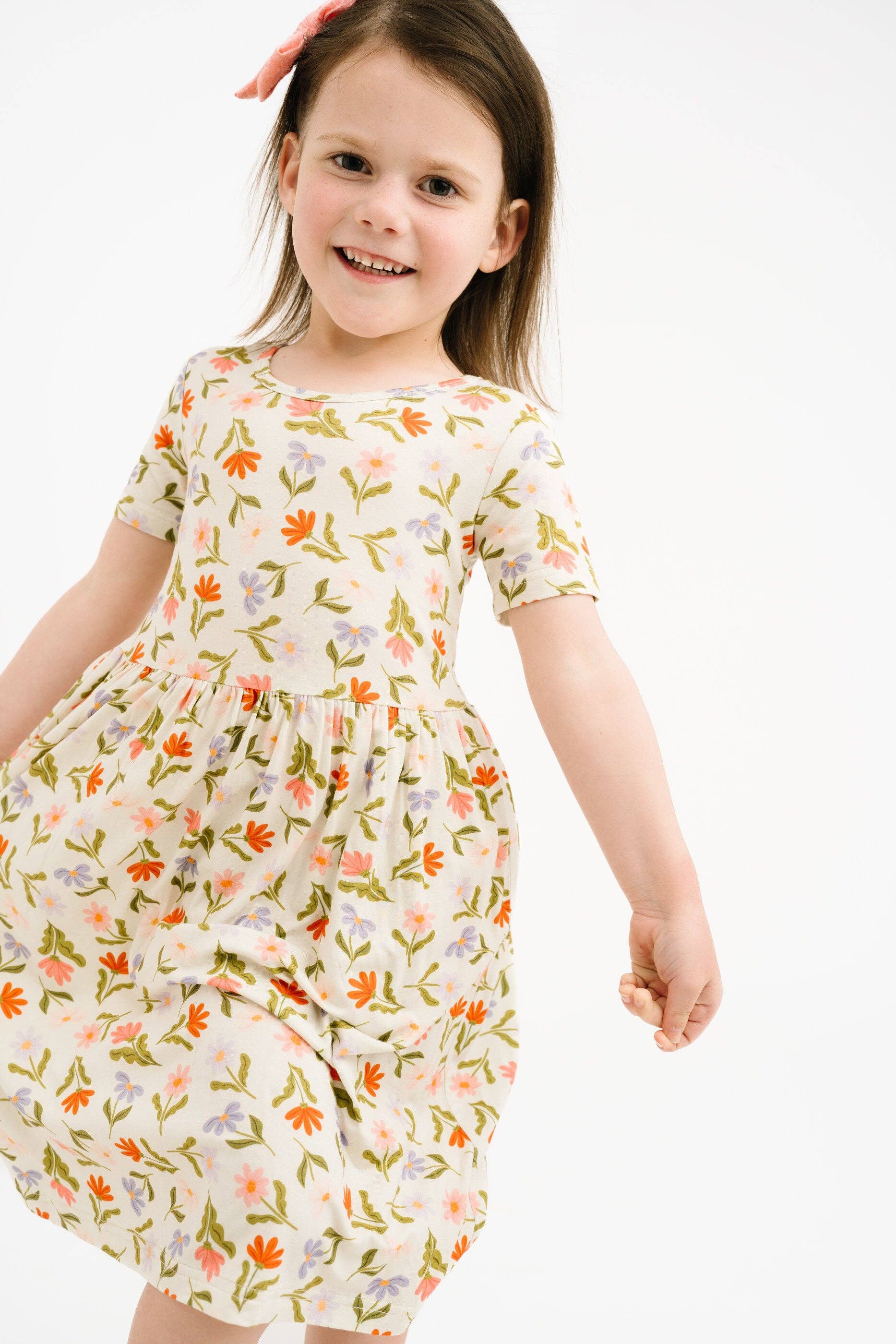Little One Shop - Wholesale Dress - Kids - Daisy Daydream Short Sleeve Bamboo Dress8