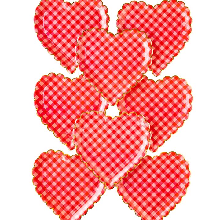 My Mind’s Eye - Wholesale Disposable Plate - VAL1044 - Checkered Heart Shaped Paper Plate