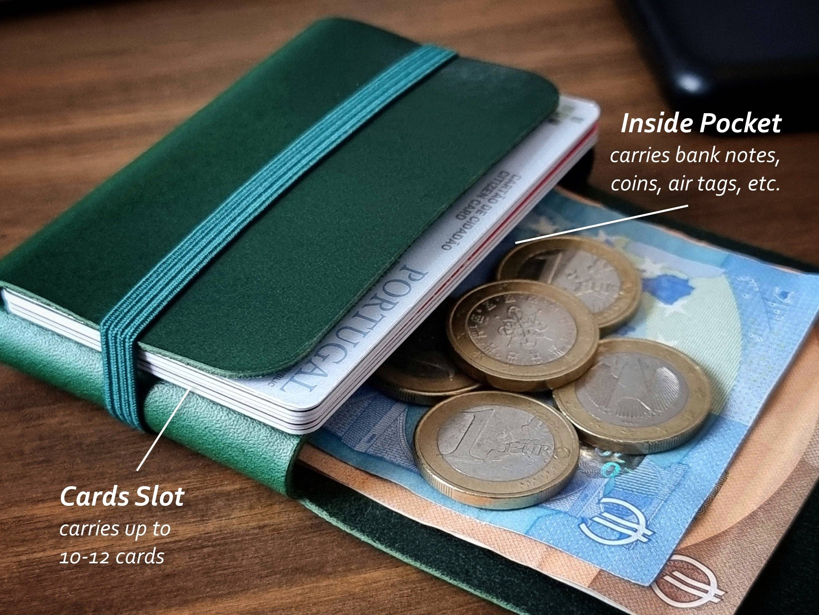 Singular Leather - Vendita all'ingrosso Portafoglio - Unisex - Portafoglio in Pelle Verde Alpino - Minimalista e Personalizzabile2