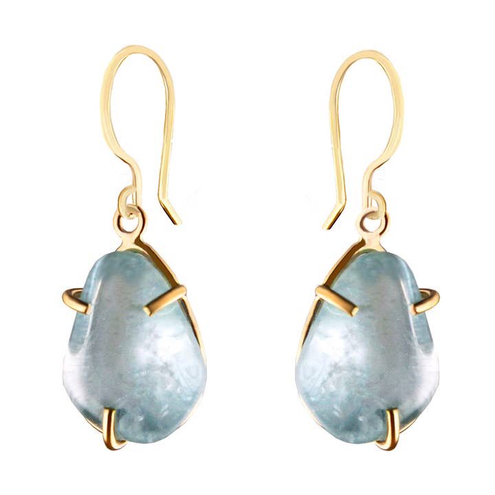 Prong Aquamarine örhängen i 14k guld fyllda för wholesale av Great Falls Jewelry