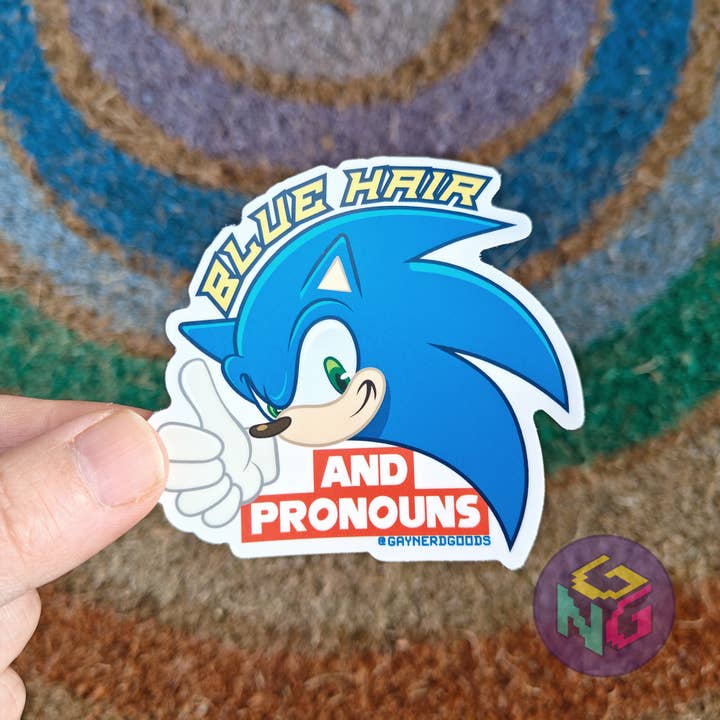 Gay Nerd Goods - Wholesale Sticker - Pronouns Sonic Sticker2