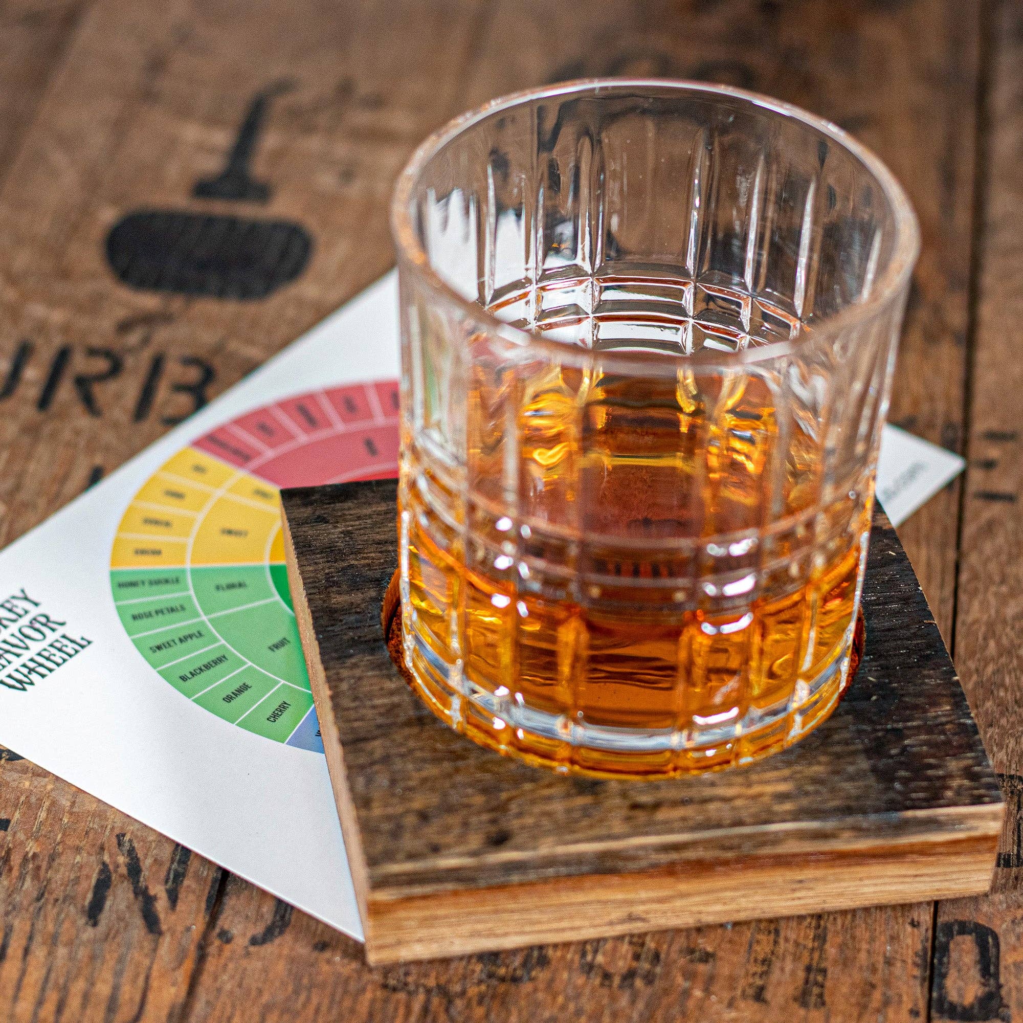 Southern Drinking Club - Wholesale Cocktail/Liquor Glass - Whiskey Glass and Barrel Coaster Set2