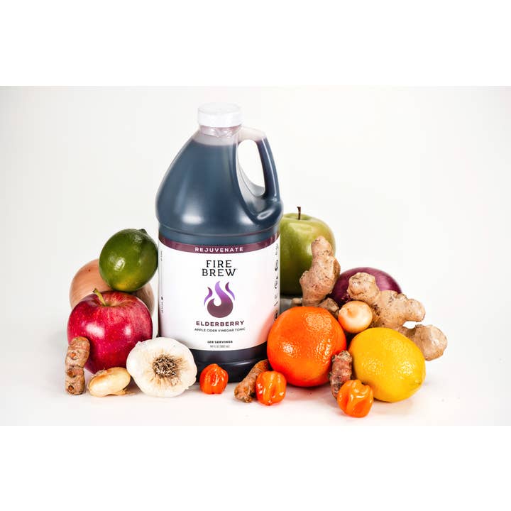 Fire Brew - Wholesale Wellness Juice/Tonic - Elderberry IMMUNE Apple Cider Vinegar Fire Cider - .5 G1