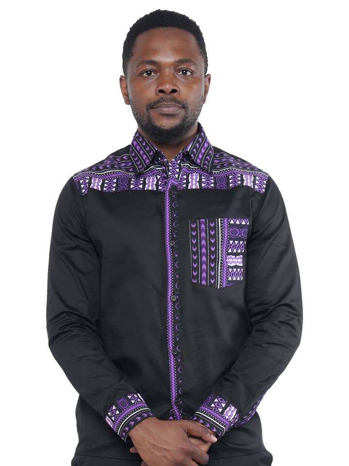 Chemise africaine à manches longues pour hommes (lot de 2 pièces) pour la vente par Satsuma Wholesale