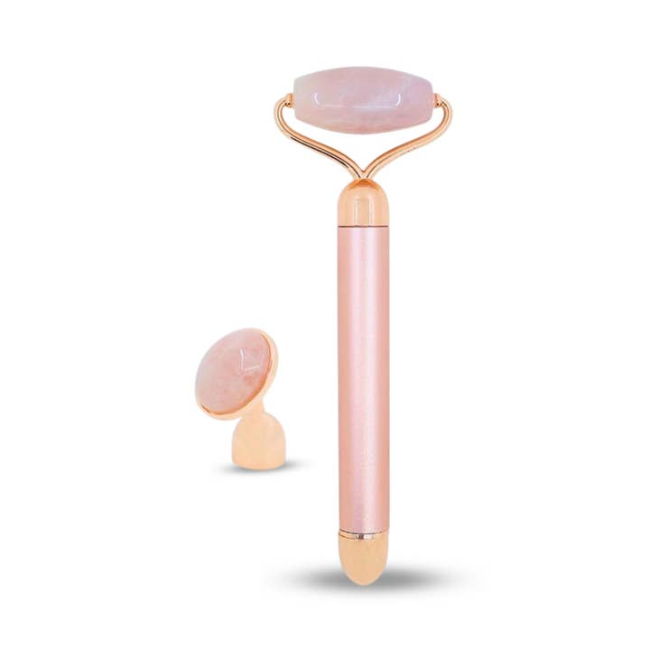 Zen'Arôme - Vente Rouleau beauté/visage - Roller Masseur visage électrique Quartz Rose double tête7