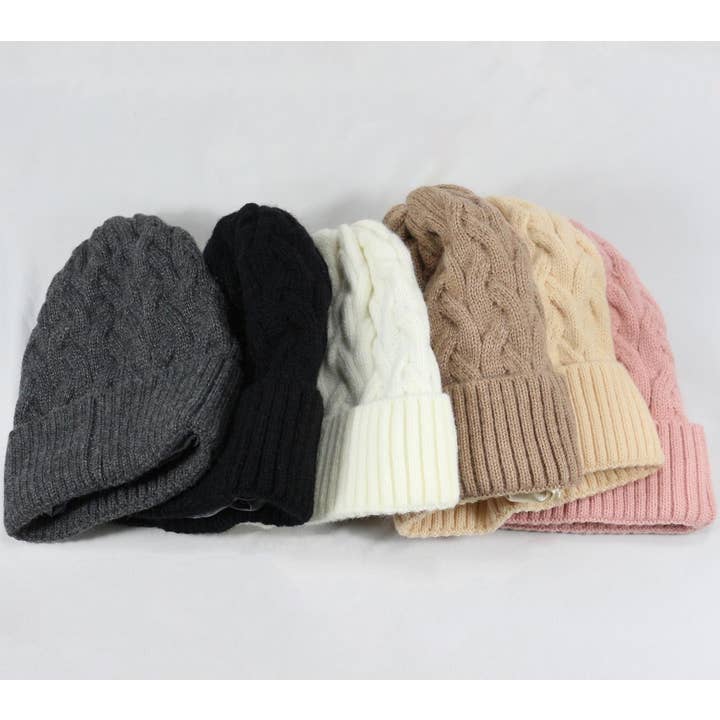 MKS America - Wholesale Beanie - Women's - Twisted satin lined knitted beanie 8 colors3