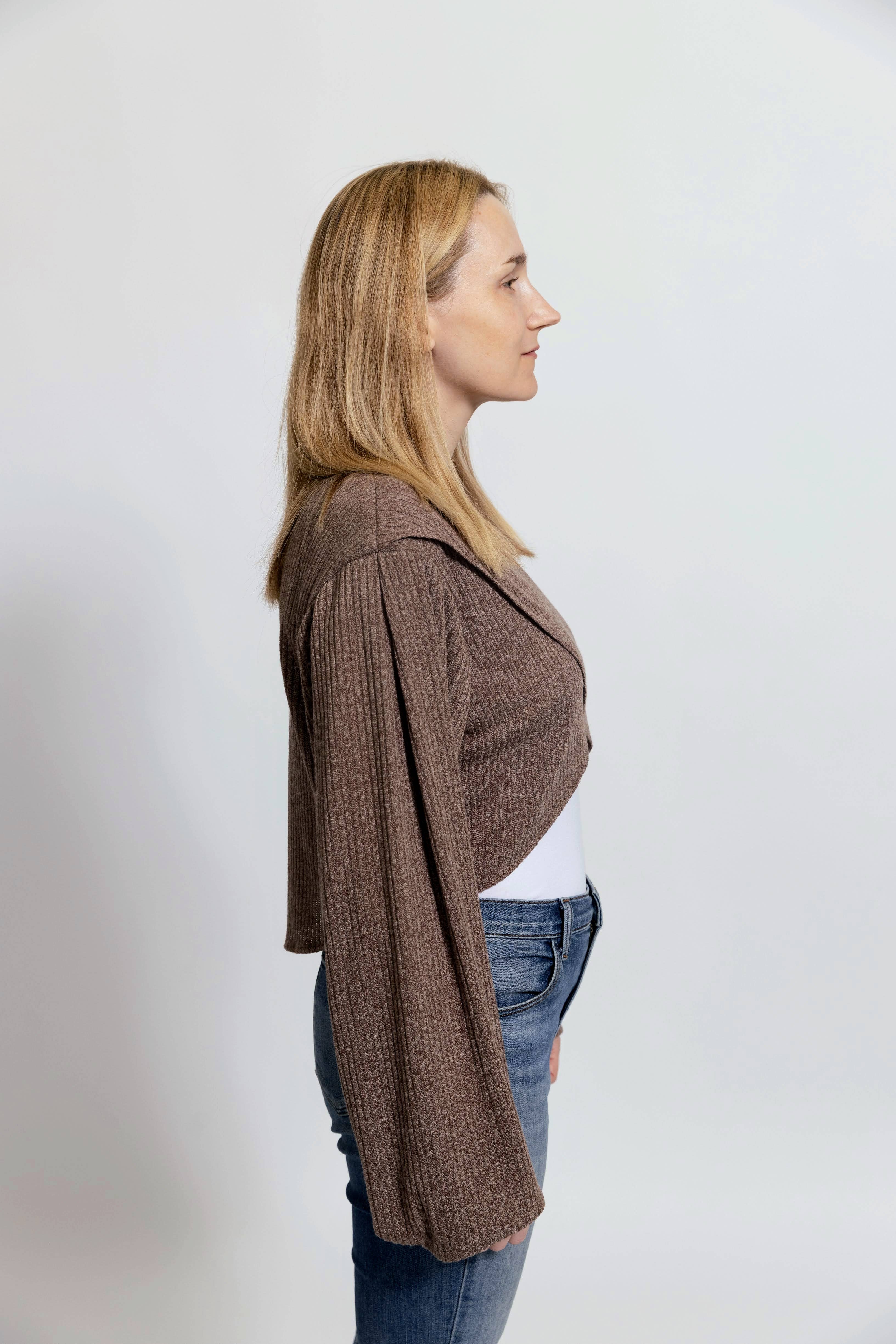 CQuinn - Wholesale Knit Top - Women's - Rosemary Shrug - Mocha2