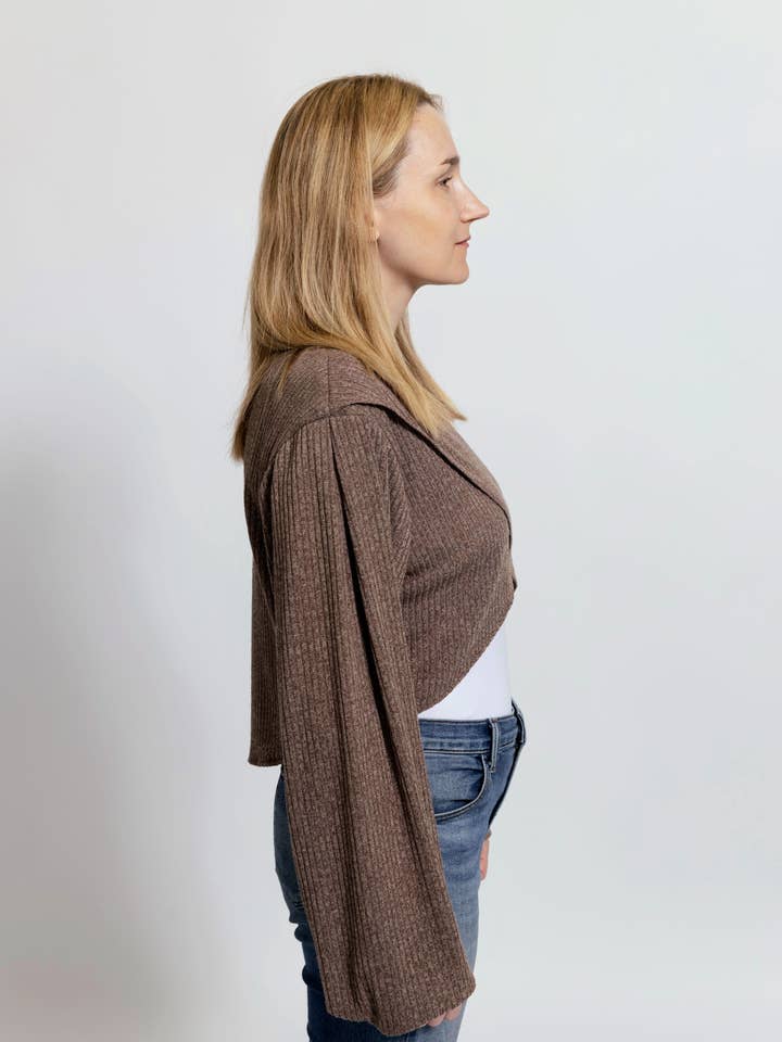CQuinn - Wholesale Knit Top - Women's - Rosemary Shrug - Mocha2