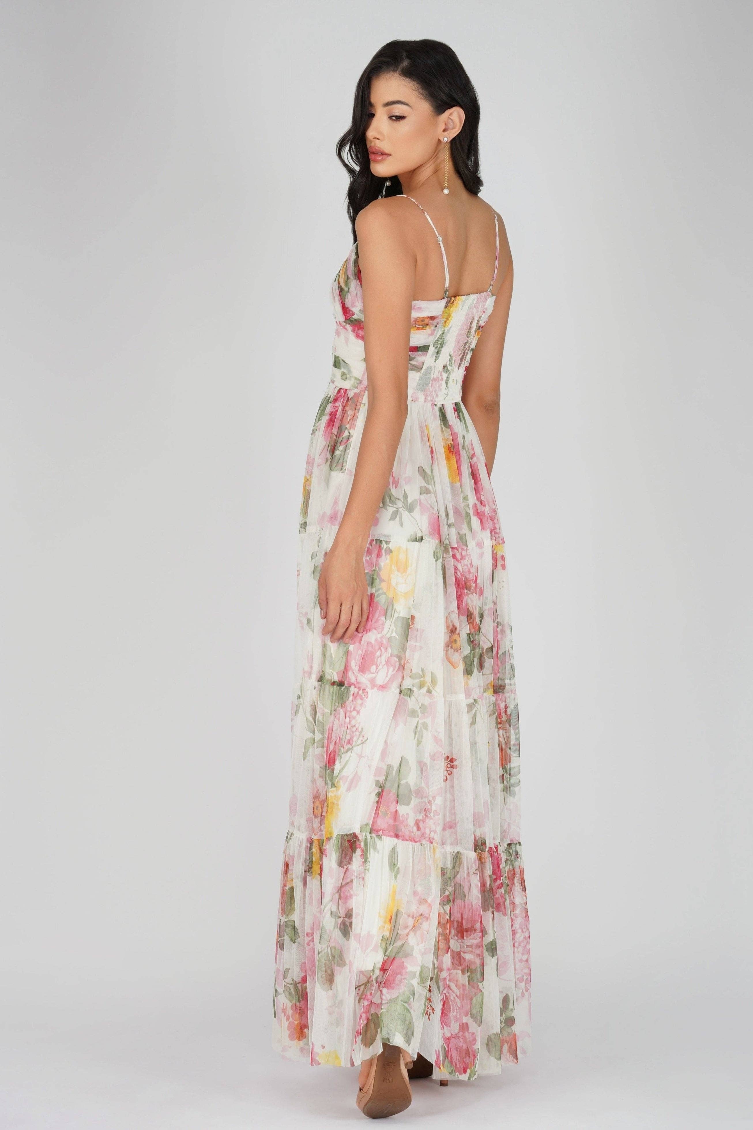 Thea Tulle Floral Maxi Dress for wholesale on Faire2