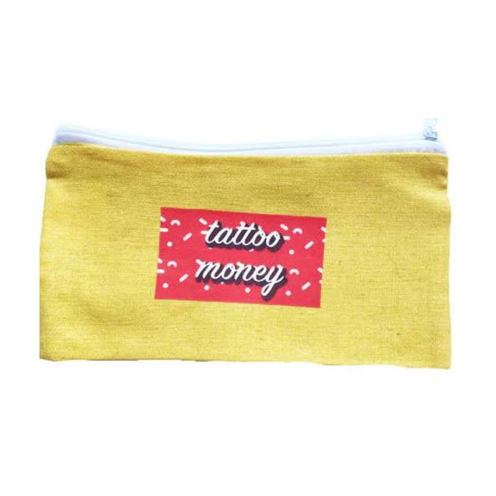 Portefeuille, sac à maquillage, trousse à crayons : argent de tatouage pour la vente par ratbone skinny + the oddball club