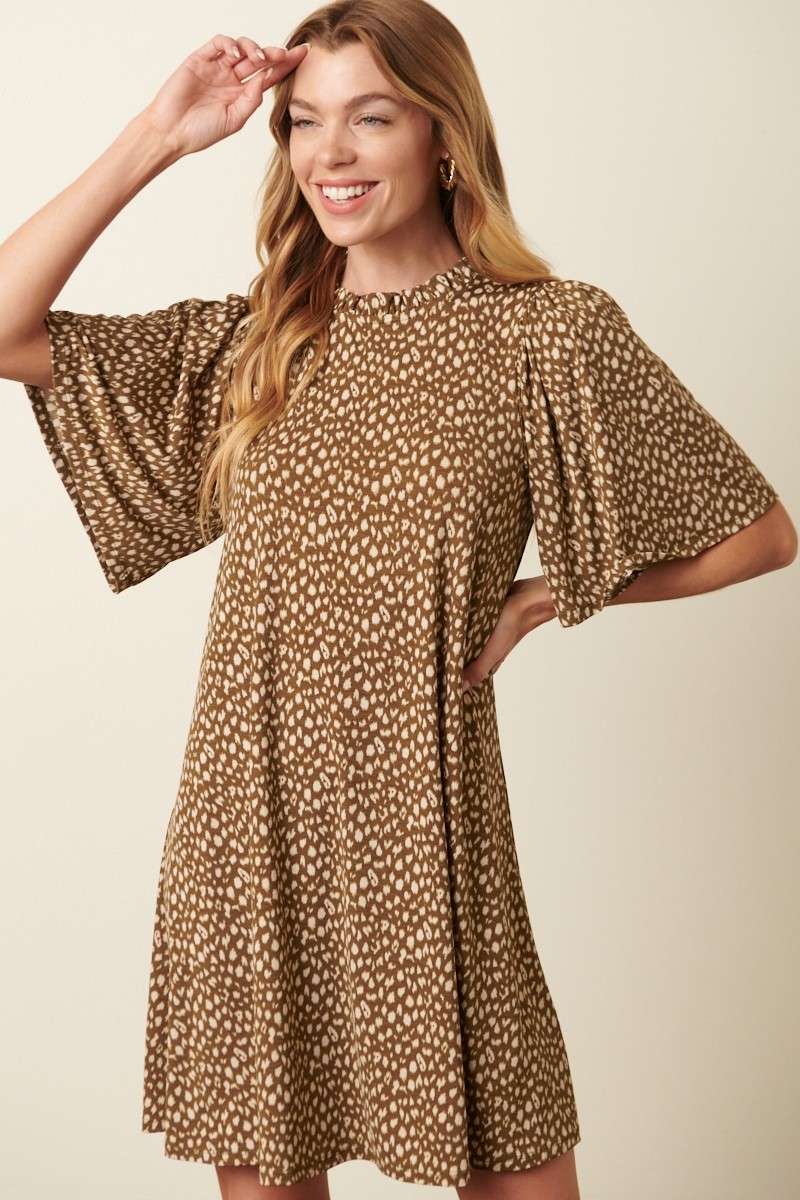 mittoshop - Wholesale Dress - Women's - ANIMAL PRINT RUFFLE MOCK NECK MINI DRESS2