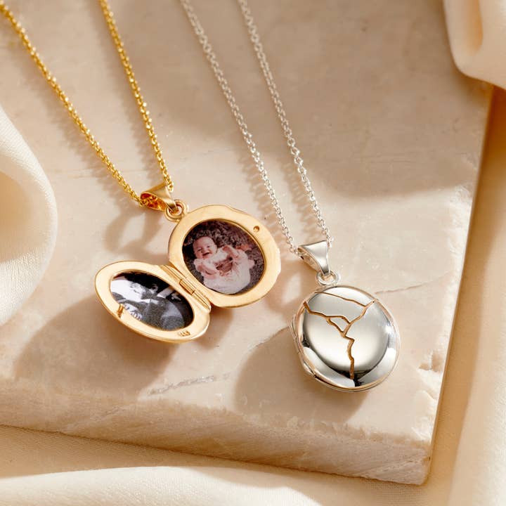 Personalised Kintsugi Oval Locket for wholesale by Posh Totty Designs