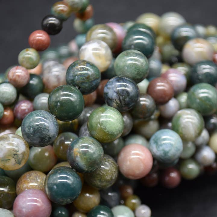 Grade A Natural Indian Agate Gemstone Round Beads for wholesale by Oriental Direct Craft Supplies