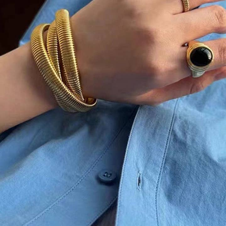 NINEXIS - Wholesale Link & Chain Bracelet - CWAJE1202_INTERWEAVED SNAKE CHAIN BRACELET2