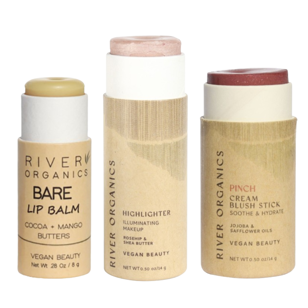 River Organics - Wholesale Lip Balm Set - Lip + Highlighter + Blush Set (Mix & Match)3
