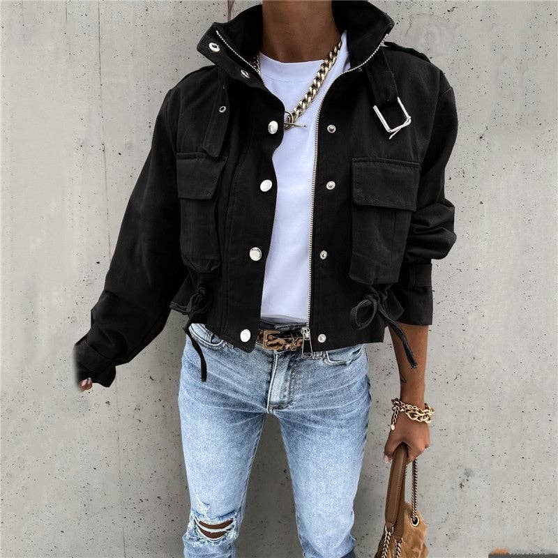 Plush Looks – wholesale Leather jacket – Women′s – Ladies Biker Jacket Cropped Top2