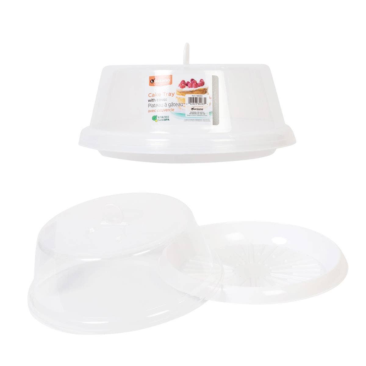 Luciano Gourmet - Wholesale Food Storage Container - Luciano  Cake Tray w/Cover,12x5",White, colour label0