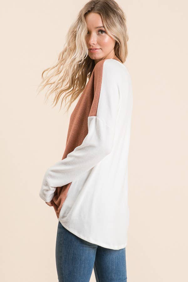 lovely melody - Vente Haut en maille – femme - LMT124 - Haut en maille colorblock en cachemire 4