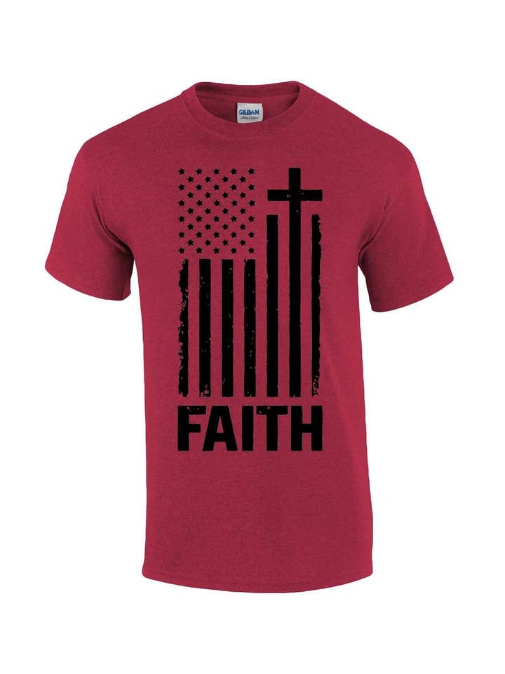 Faith Cross American SS T-Shirt for wholesale by Trenz Shirt Company