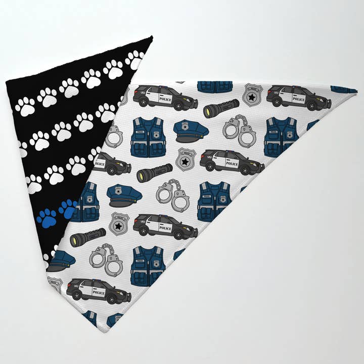Police Reversible Tie-On Dog Bandana for wholesale by Boop Snoot Studio