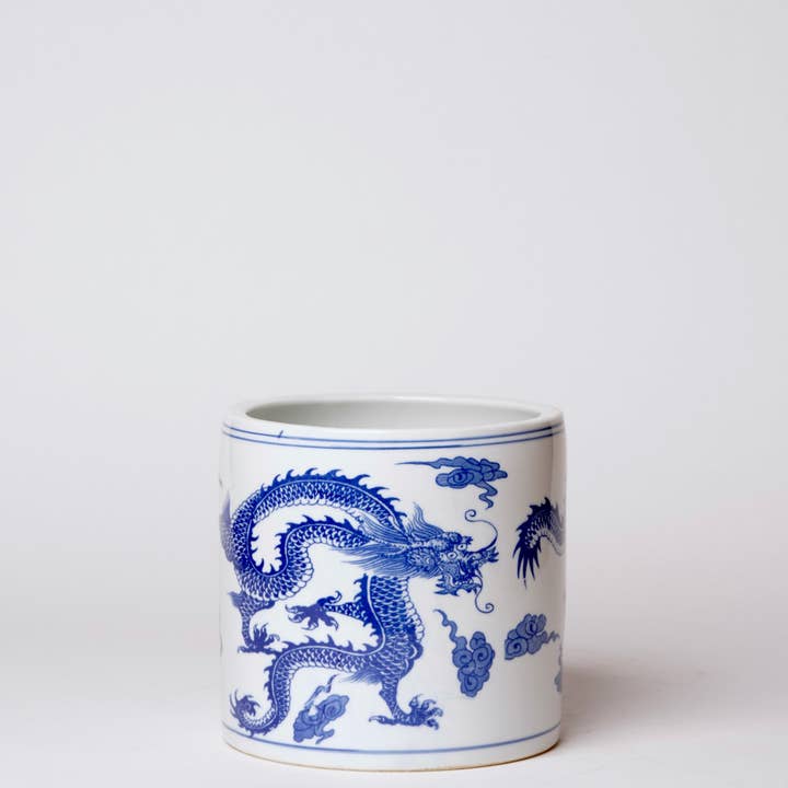 Cobalt Guild - Wholesale Plant Pot - Dancing Dragons Blue and White Porcelain Cachepot1