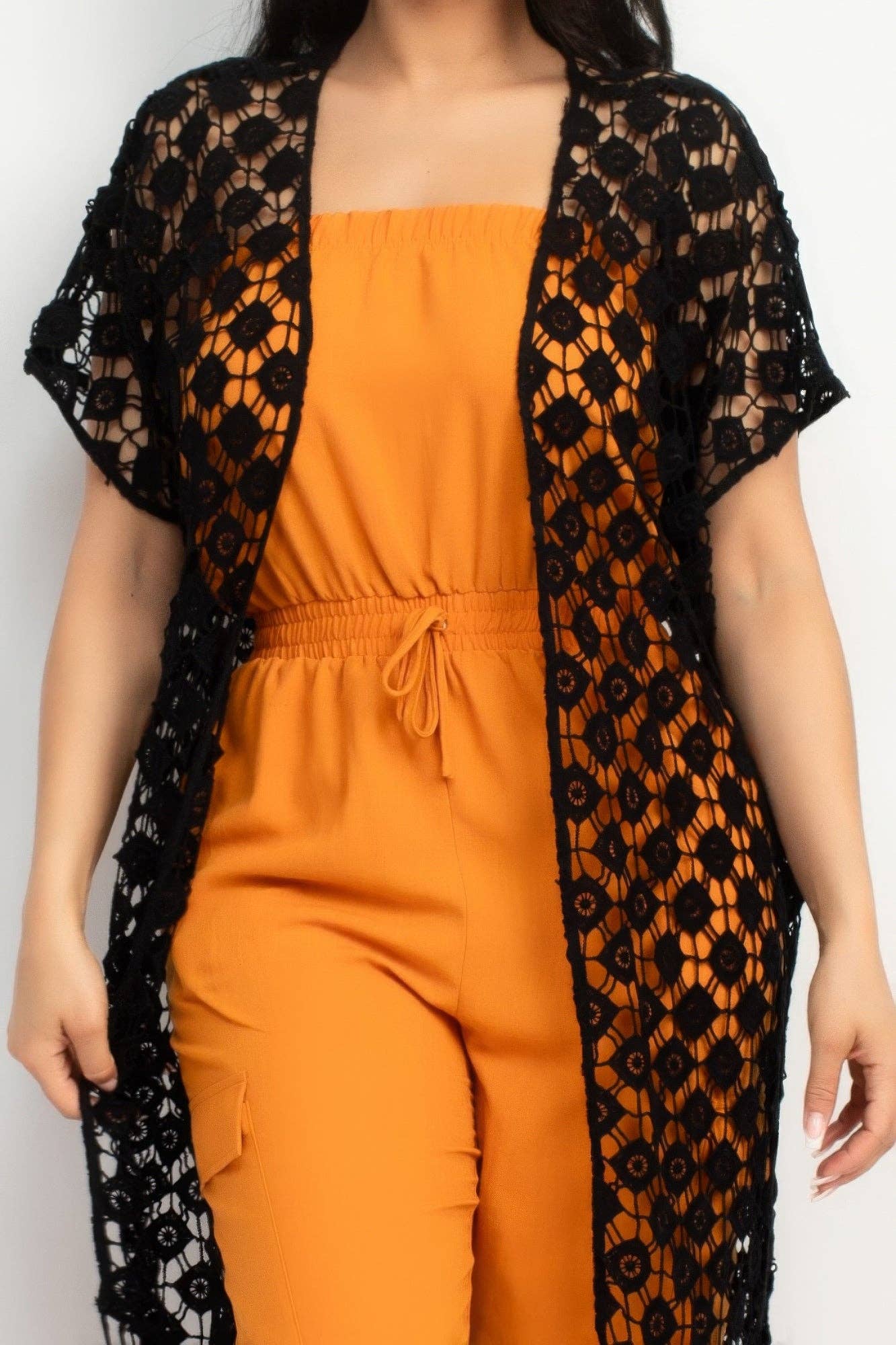 CC Wholesale Clothing - Vente Kimono – femme - Kimono à franges ouvertes au crochet3