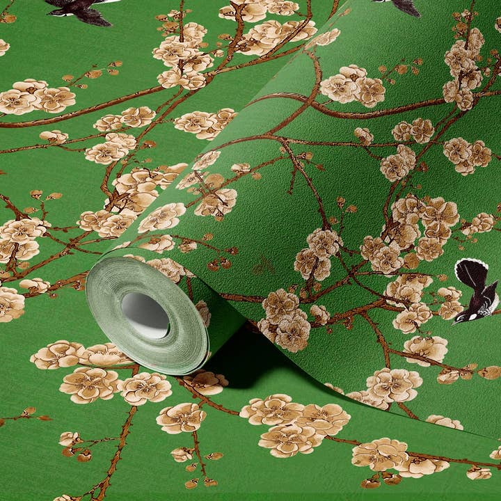 GK Home Decor - Wholesale Wallpaper - Blooming Cherry Blossoms Chinoiserie Wallpaper Mural2