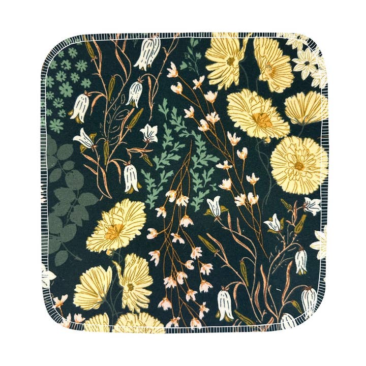 Reusable Paper Towels--Bluebells & Buttercups on Emerald Green for wholesale by Porter Lee's