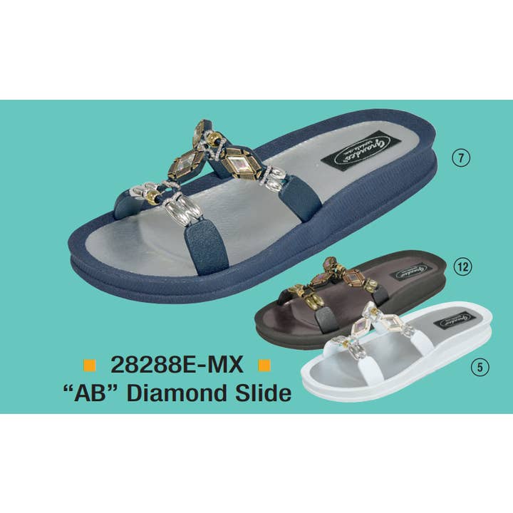 AB Diamond Slide, 6-11, Mix for wholesale by Grandco Sandals