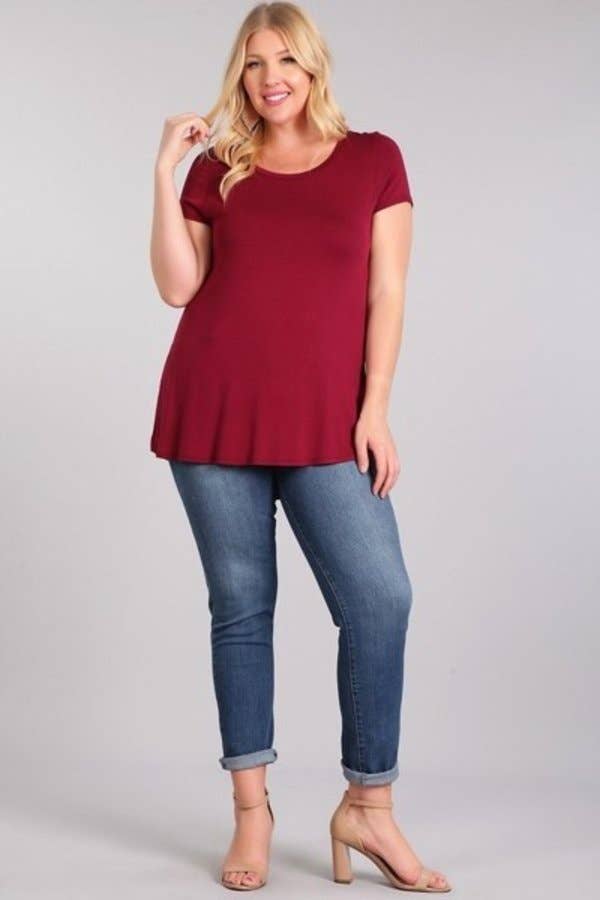 Chris & Carol Apparel - Wholesale Tunic - Women's - XJ413145T - Perfect Solid Plus Size Basic Tee Short Sleeve7
