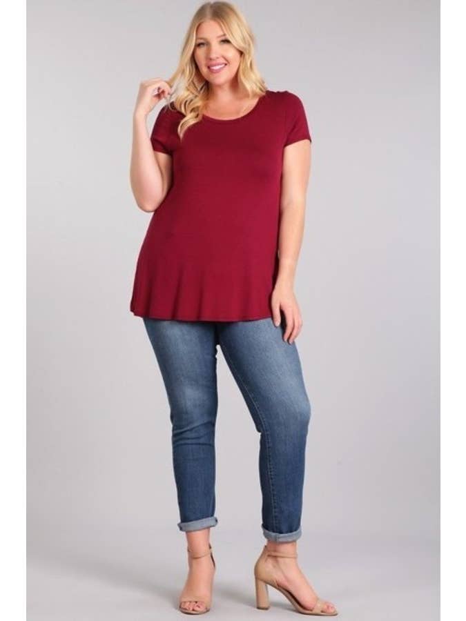 Chris & Carol Apparel - Vendita all'ingrosso Tunica - Donna - XJ413145T - Perfect Solid Plus Size Basic Tee manica corta11